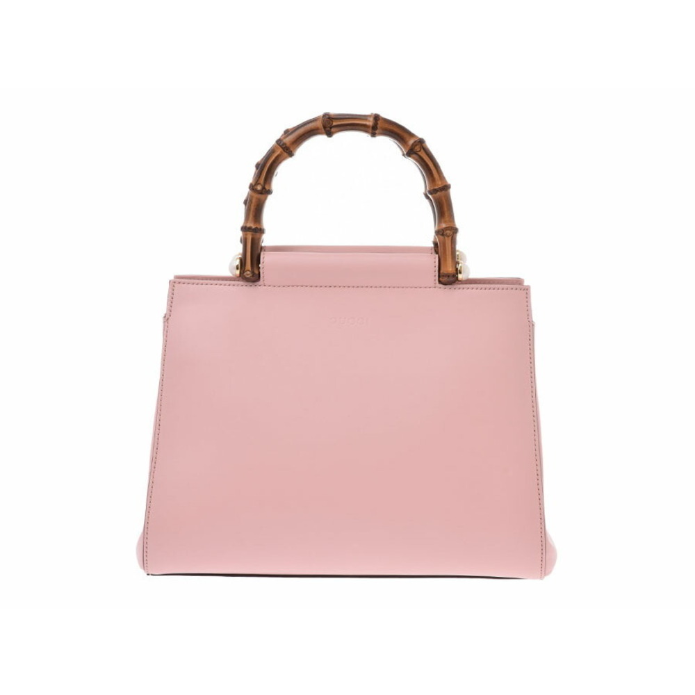 Gucci Bamboo Nim Fair Handbag Pink Leather Strap